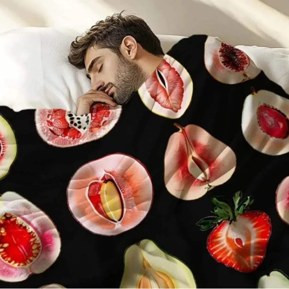 Fruit Blanket Throw Gift for Men Women, Funny Novelty Sliced Strawberry Avocado